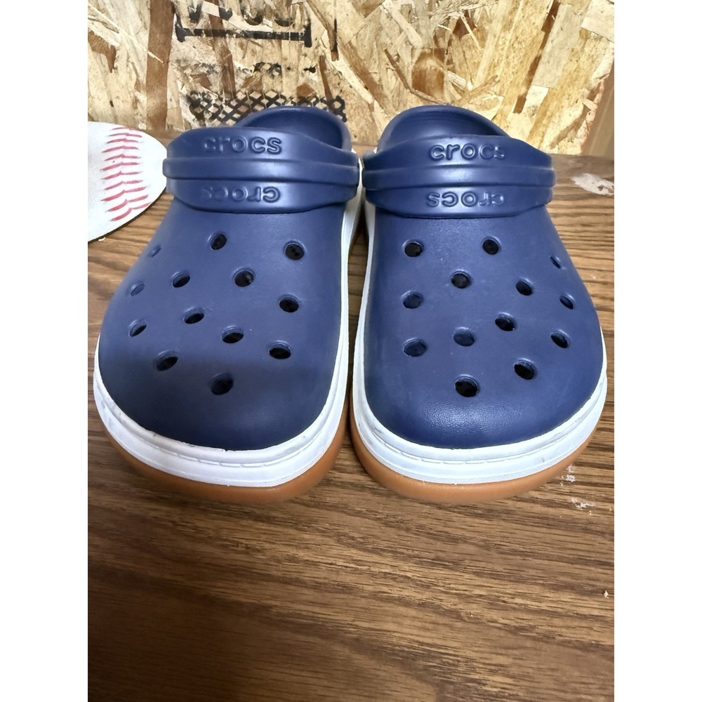 Crocs Crocband Clogs M6 W8 Navy Blue White Gum Sole Slip On Comfort Shoes - Picture 5 of 8